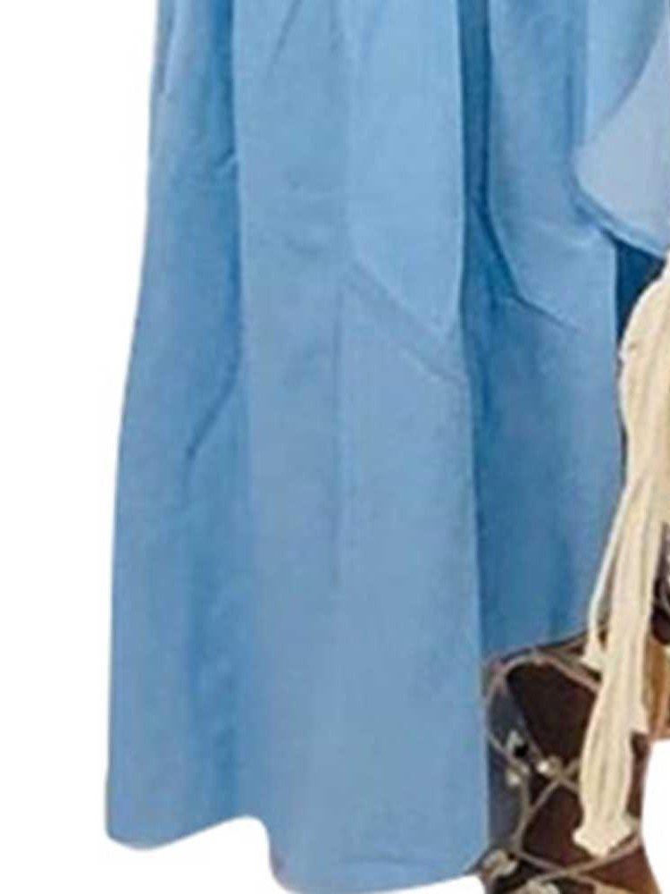 Off Shoulder Asymmetrisk Vanligt Volang T-Shirt Och Kjol I Två Delar