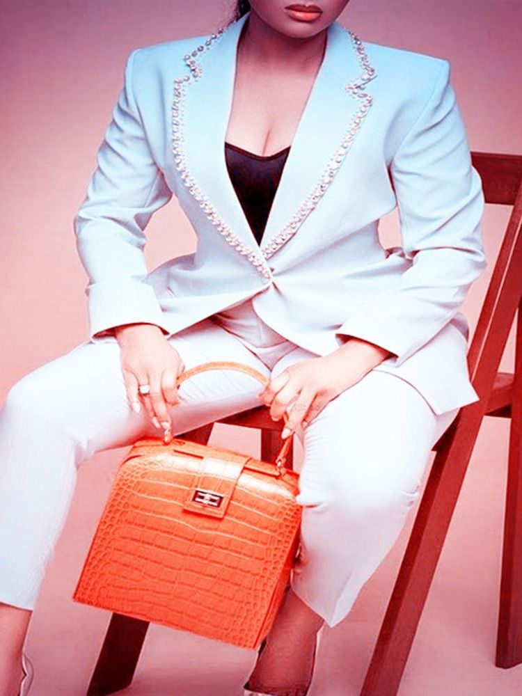 Office Lady Bead Pants Full Längd Långärmad Kostym