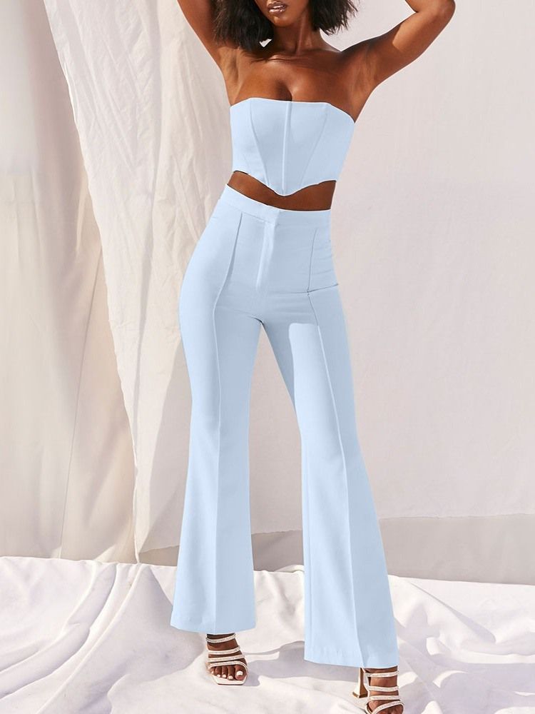 Patchworkväst Vanlig Bellbottoms Tvådelad Uppsättning För Kvinnor