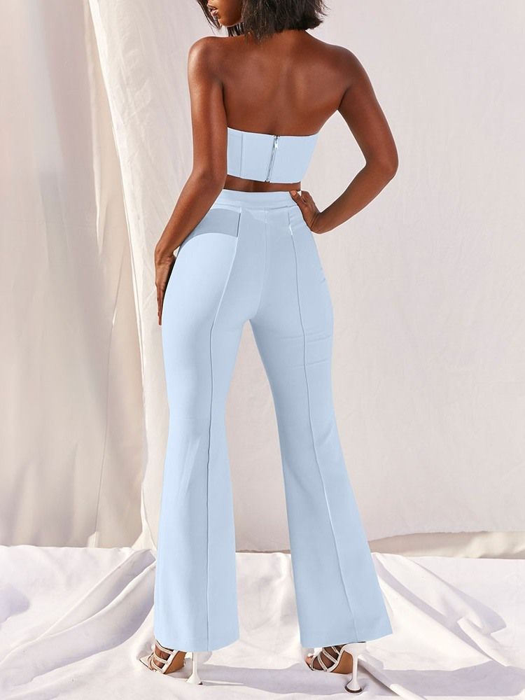 Patchworkväst Vanlig Bellbottoms Tvådelad Uppsättning För Kvinnor