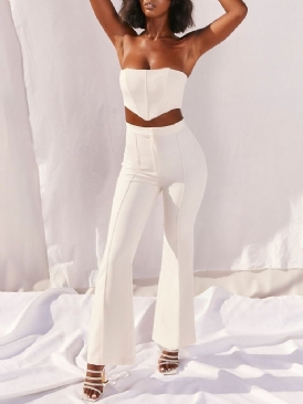Patchworkväst Vanlig Bellbottoms Tvådelad Uppsättning För Kvinnor