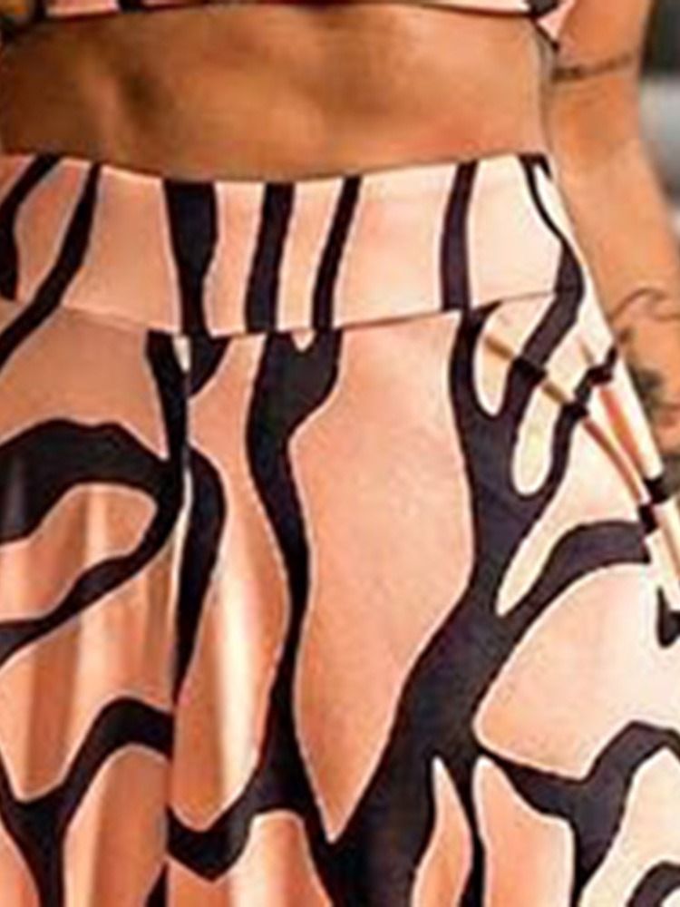 Print Off Shoulder Söt T-Shirt Och Kjol I Två Delar