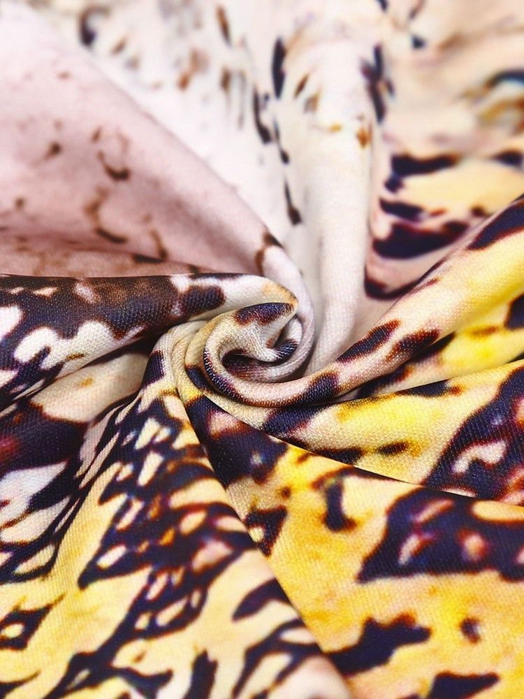 Print Serpentine Fashion Dragkedja Turtleneck Dam Tvådelad Set
