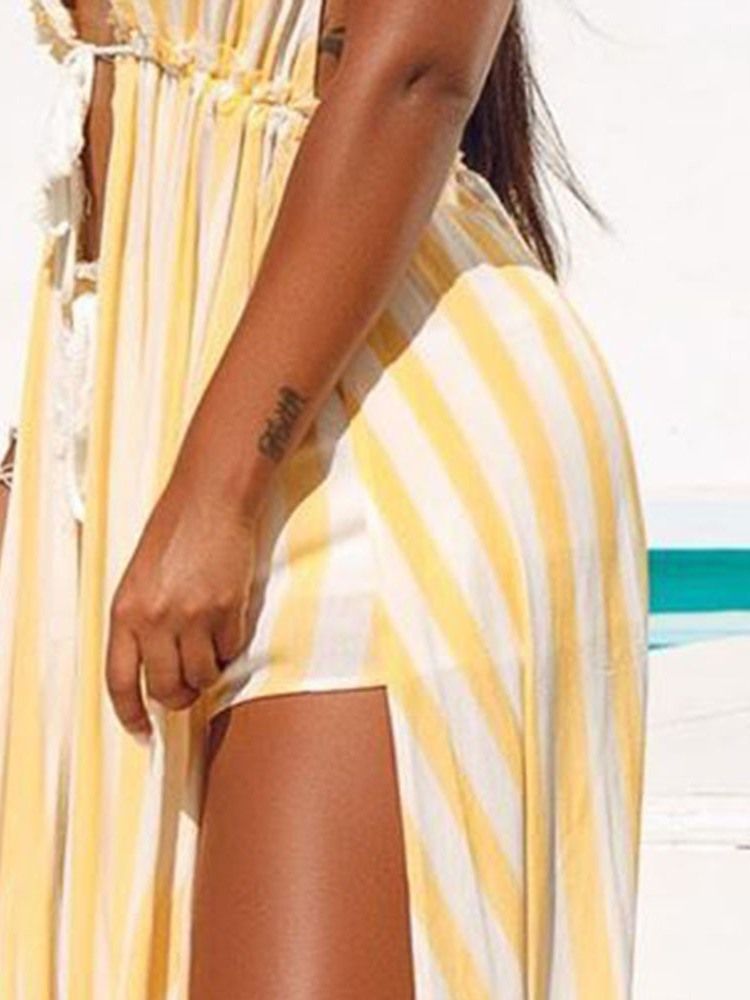 Reselook Stripe A-Line Klänning Och Shorts För Damer I Två Delar