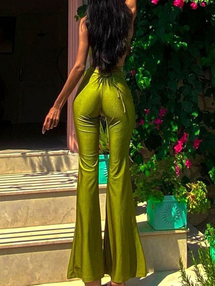 Rygglös Väst Mode Bellbottoms Tvådelade Set