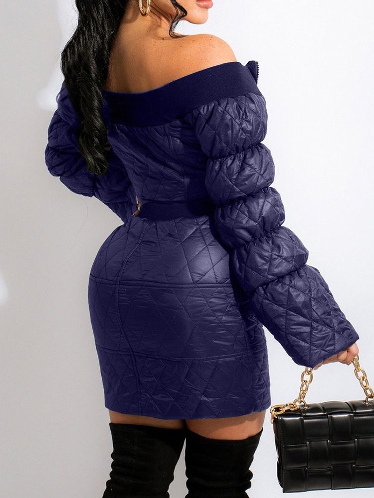Sexig Dragkedja Vanlig Dragkedja Bodycon Tvådelade Set