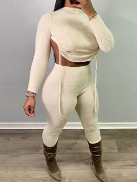 Sexig Rygglös T-Shirt Pencil Pants Pullover Tvådelad Uppsättningar