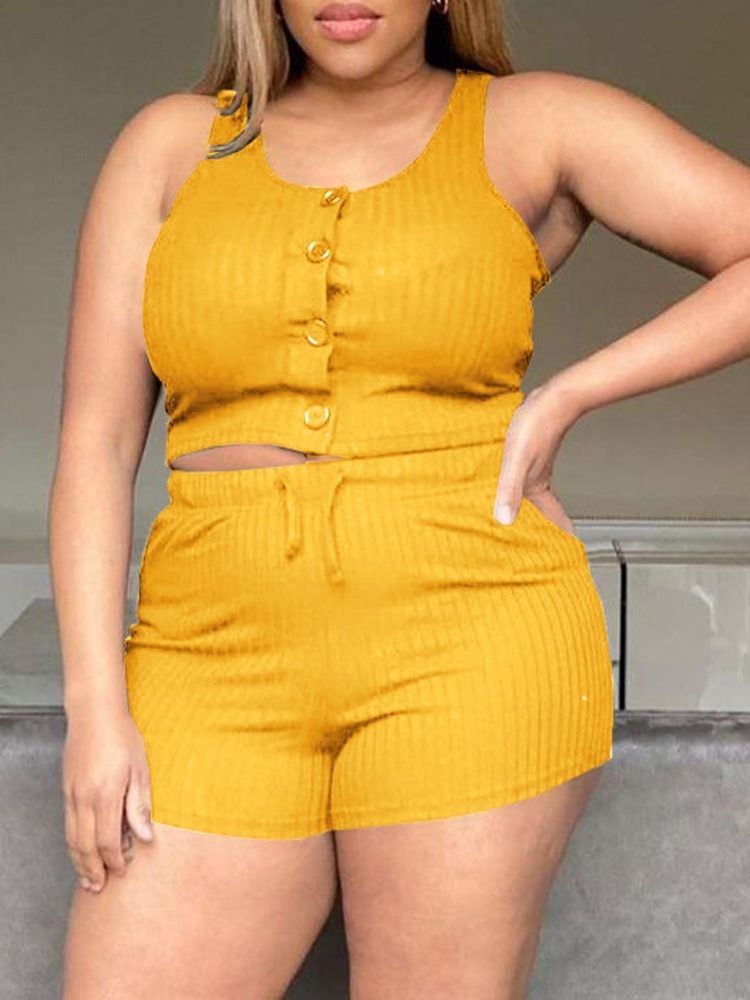 Shorts Casual Plain Rak Dams Tvådelade Set