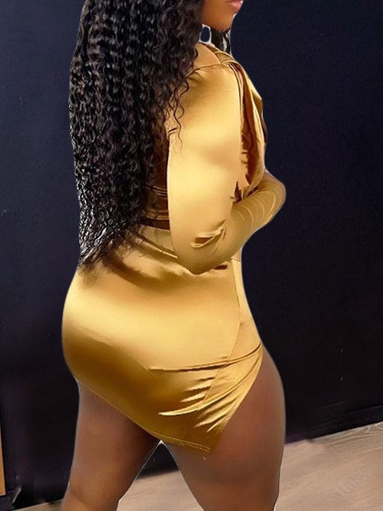 Skjorta Vanlig Sexig Bodycon Tvådelad Set