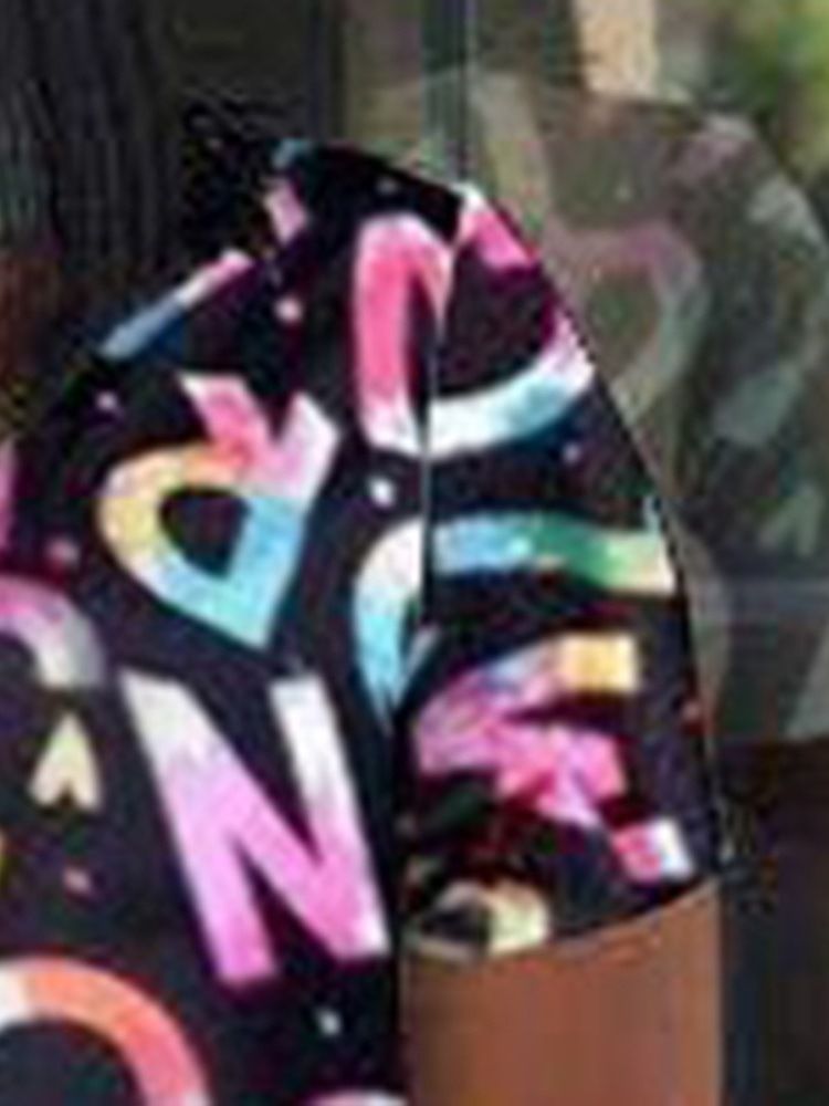 Skriv Ut Brev Western Pullover Pencil Byxor Tvådelad Uppsättningar Damshorts Set