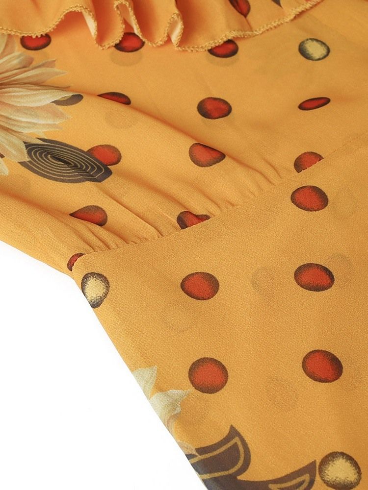 Skriv Ut Casual Blommig Klänning Pullover I Två Delar För Kvinnor
