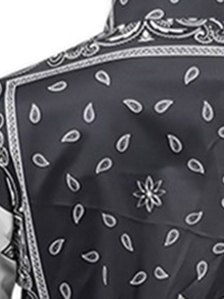 Skriv Ut Casual Shorts Lapel Enkelknäppt Dam Tvådelad Set