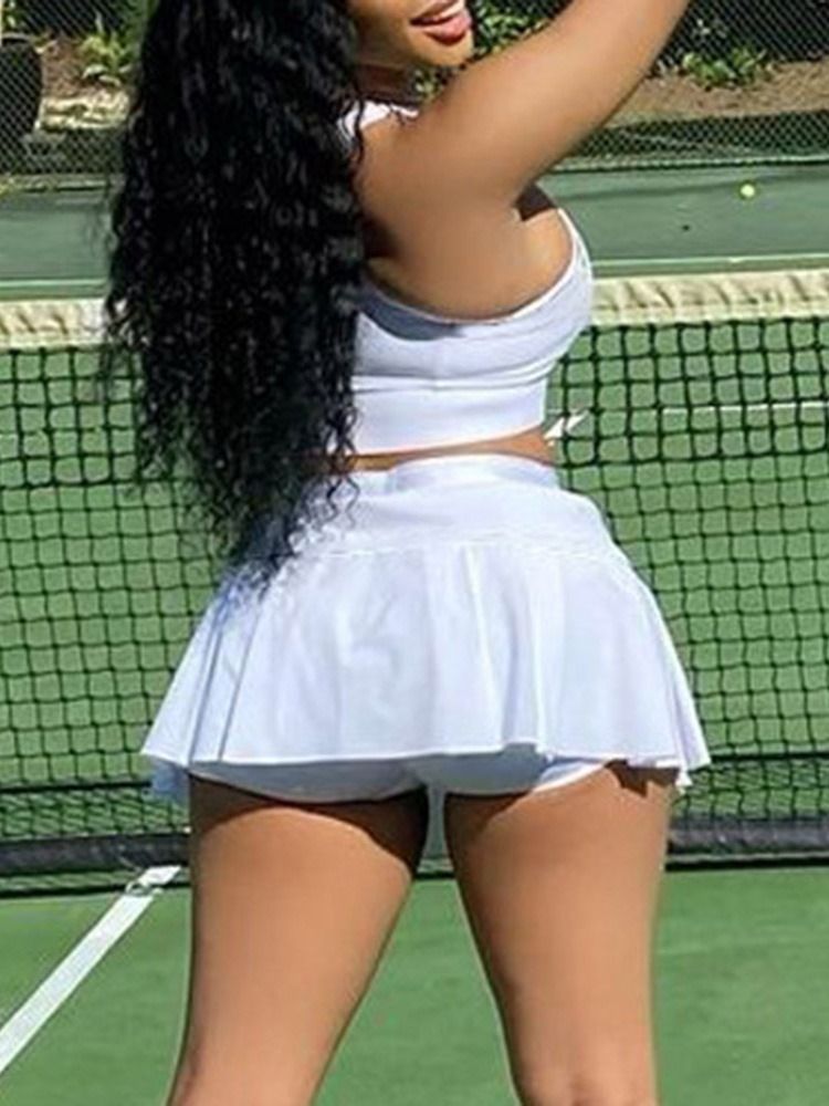 Sport Letter Väst Culottes Dam Tvådelade Sets Kjol Sets