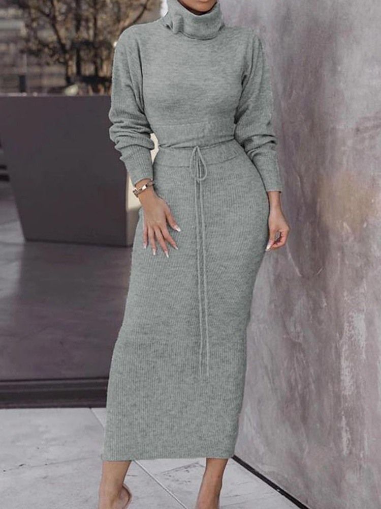 Sweet Kjol Vanlig Pullover Bodycon Tvådelade Damset