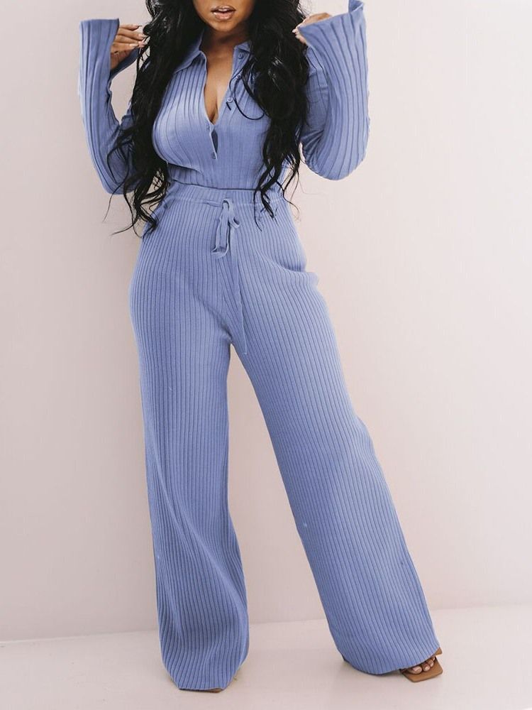 Tröja Enkel Casual Enkelknäppt Lapel Dam Tvådelade Set