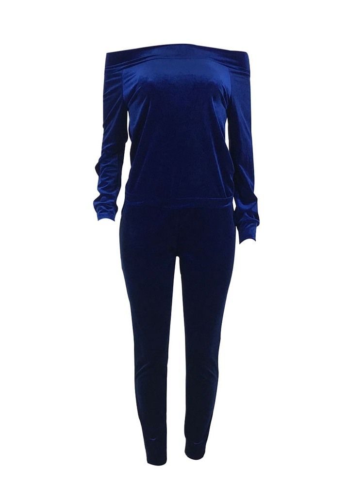 Vanlig Casual Pullover Off Shoulder I Två Delar