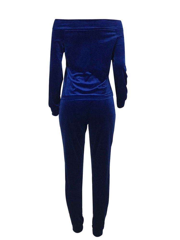 Vanlig Casual Pullover Off Shoulder I Två Delar