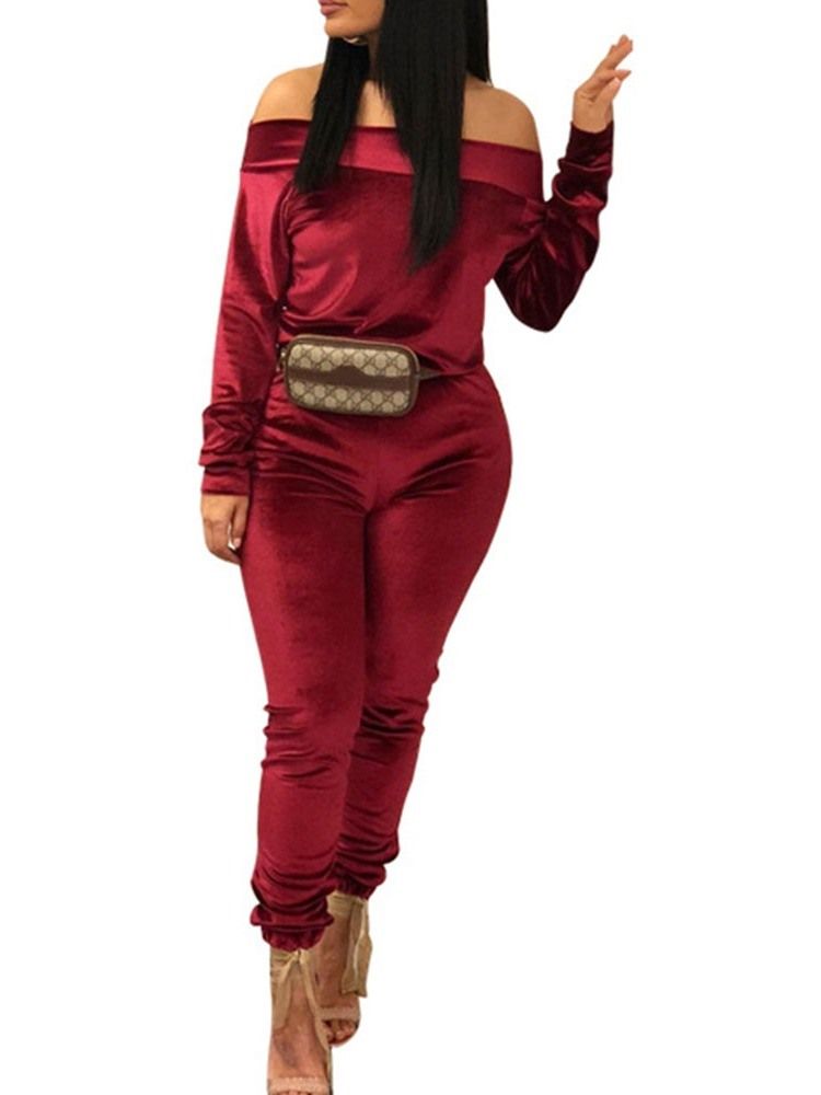 Vanlig Casual Pullover Off Shoulder I Två Delar