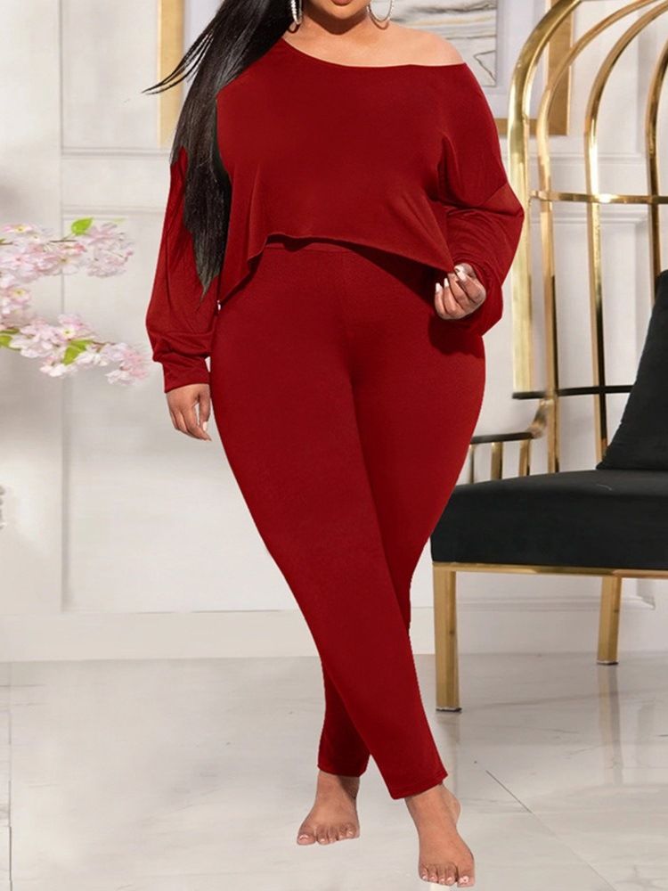 Vanlig T-Shirt Sweet Pencil Pants Pullover I Två Delar