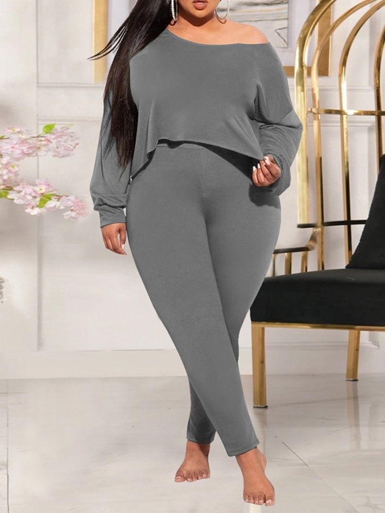 Vanlig T-Shirt Sweet Pencil Pants Pullover I Två Delar