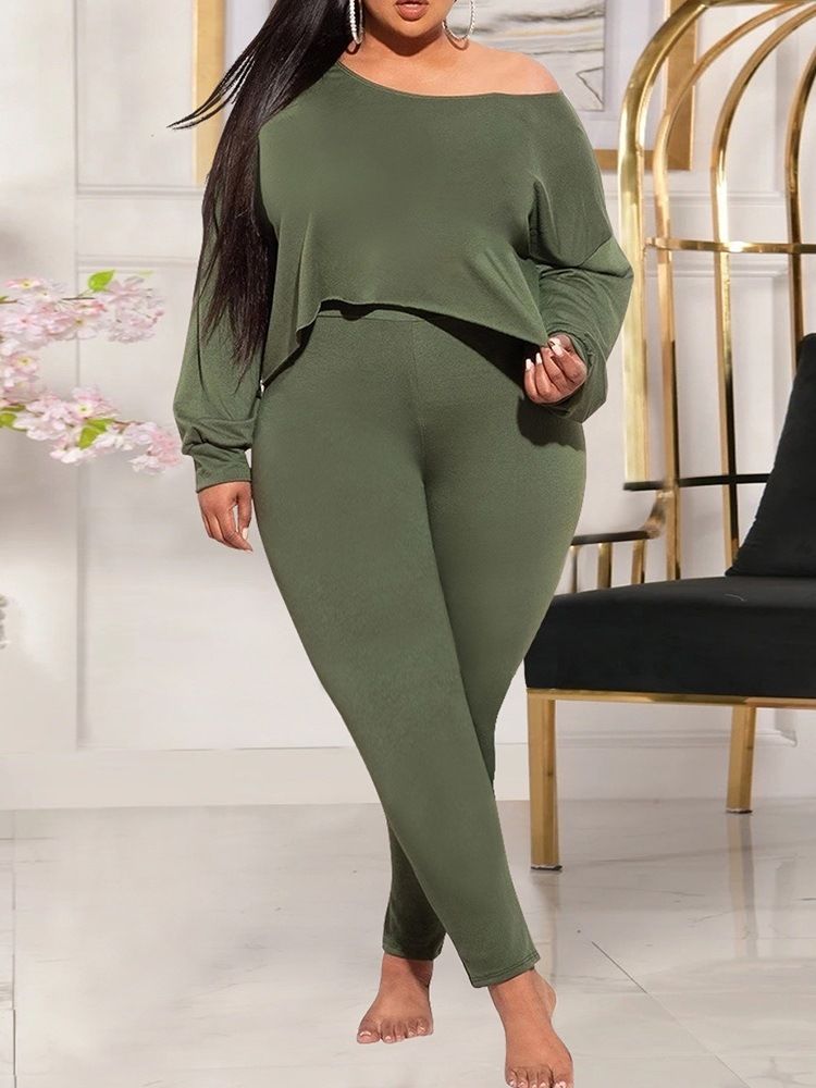 Vanlig T-Shirt Sweet Pencil Pants Pullover I Två Delar