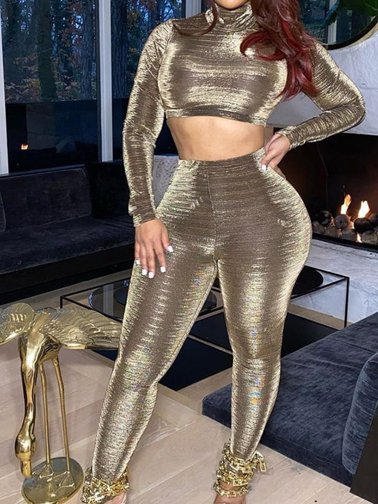 Vanlig T-Shirt Western Turtleneck Tvådelad Set