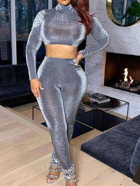 Vanlig T-Shirt Western Turtleneck Tvådelad Set