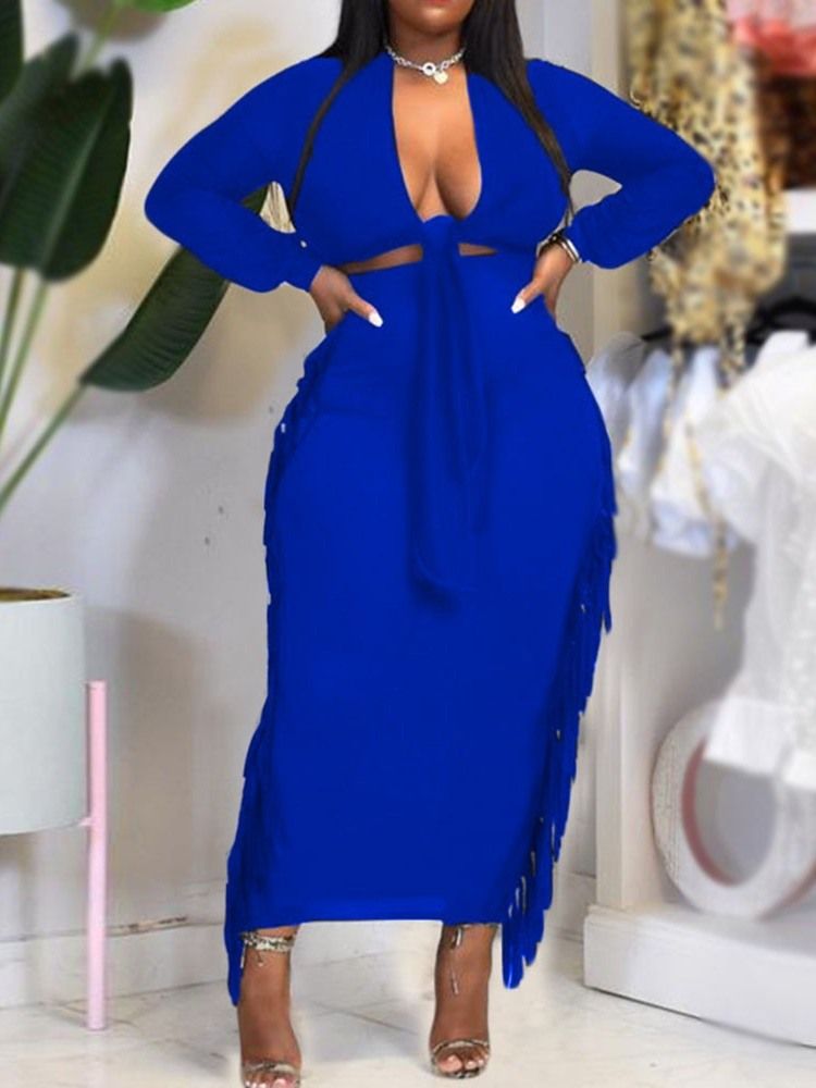 Vanlig Tofs T-Shirt Bodycon Tvådelade Set