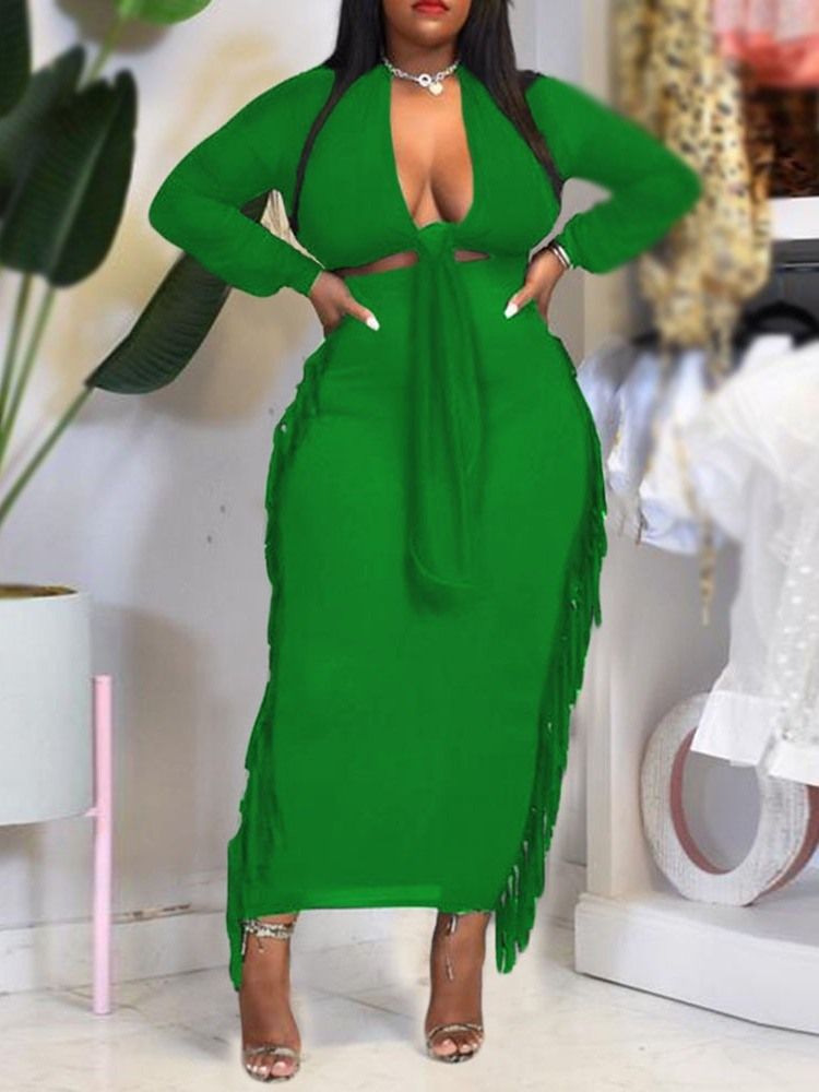 Vanlig Tofs T-Shirt Bodycon Tvådelade Set