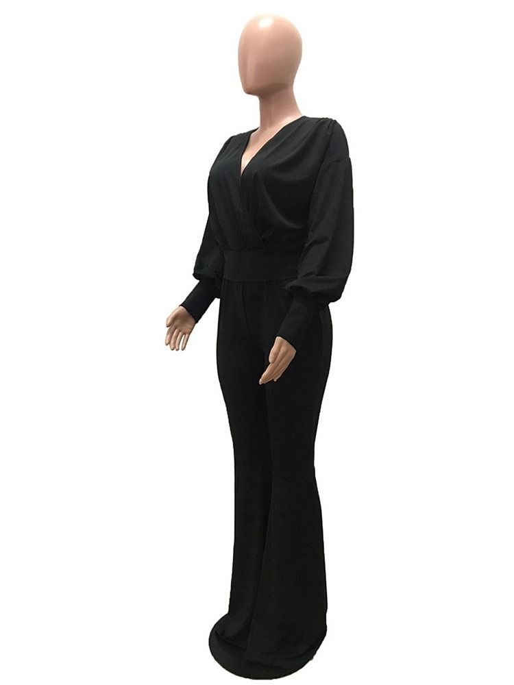 Vanliga Västerländska Byxor V-Ringad Bellbottoms Tvådelade Set