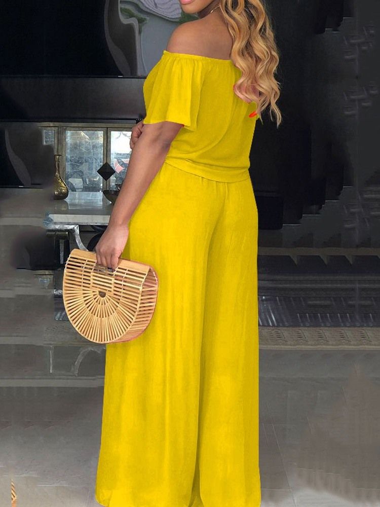 Western Plain Byxor Breda Ben Off Shoulder Dams Tvådelade Set