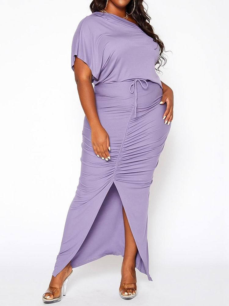 Western Plain Split Pullover Bodycon Tvådelad Set