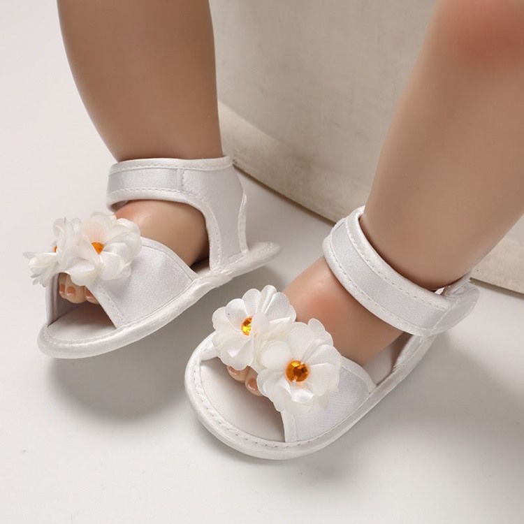 3D Blommiga Kardborrband Babyskor