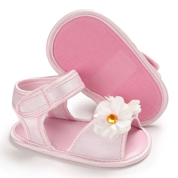 3D Blommiga Kardborrband Babyskor