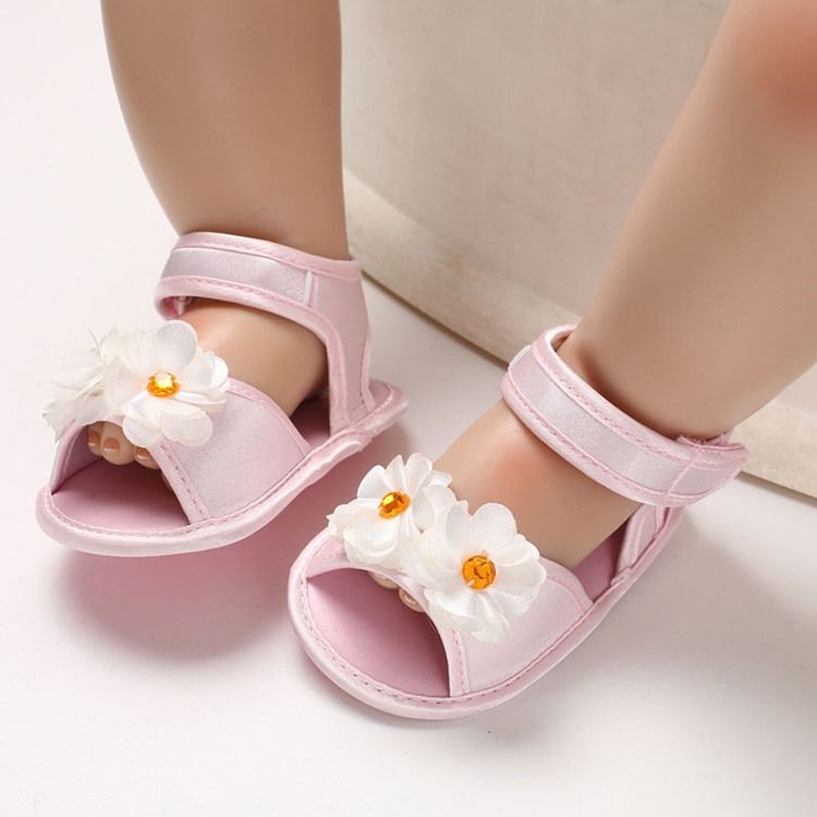 3D Blommiga Kardborrband Babyskor
