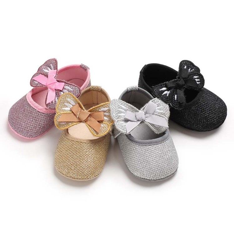 Sequin Bowknot Kardborreskor För Småbarn