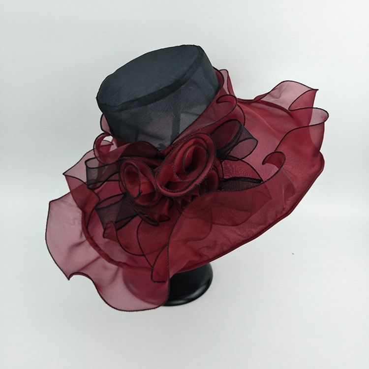 Blommig Organza Solhatt