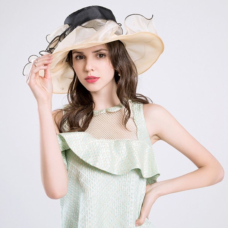 Blommig Organza Solhatt