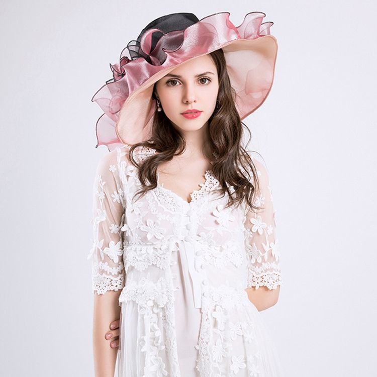 Blommig Organza Solhatt
