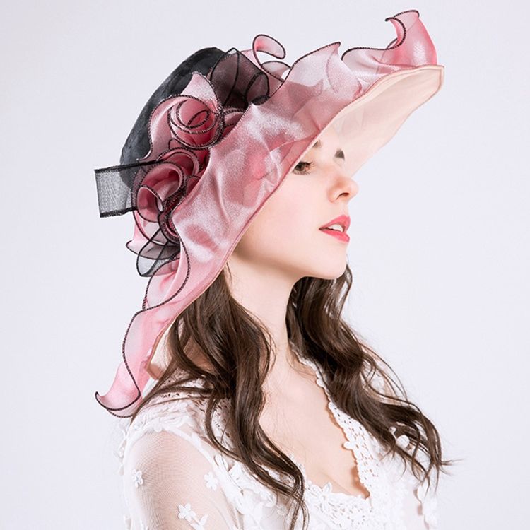 Blommig Organza Solhatt