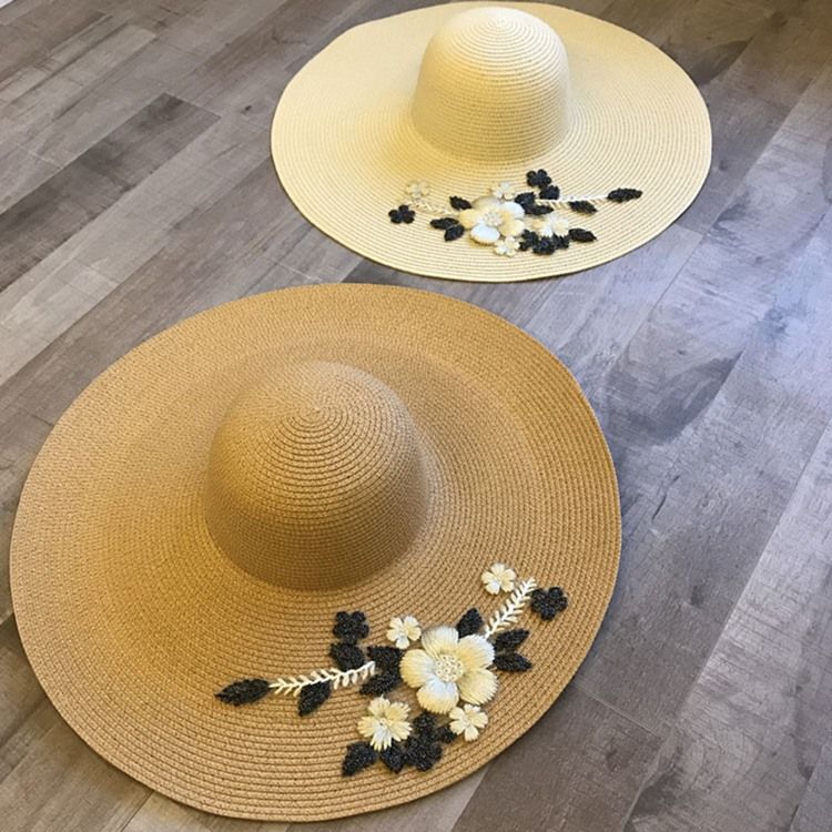 Broderi Blommig Solhatt