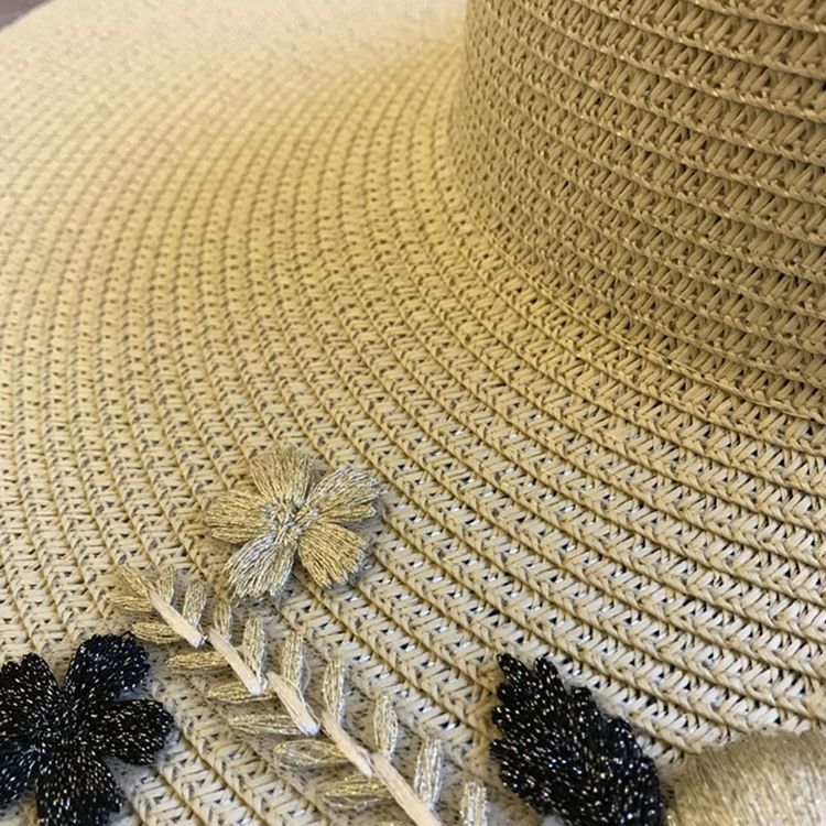 Broderi Blommig Solhatt