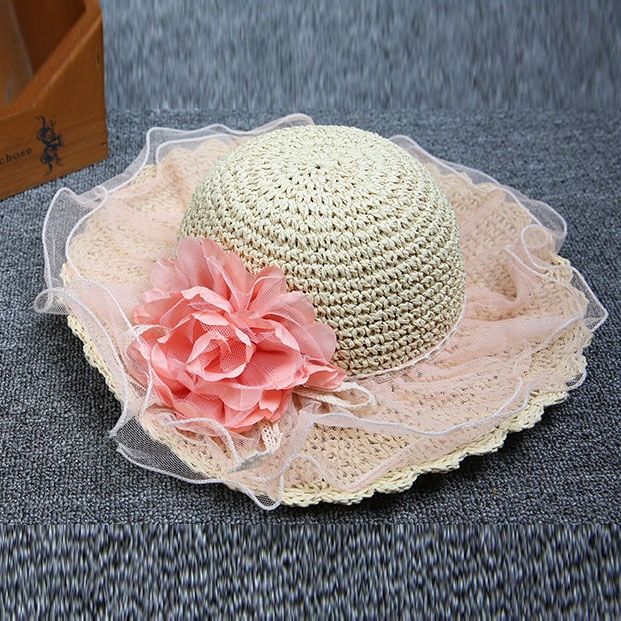 Romantisk Spetsblommadekorerad Hatt För Barn