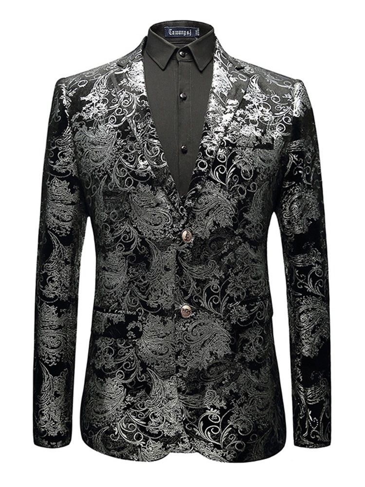 Blommönster För Män Color Block Slim Jacket Blazer