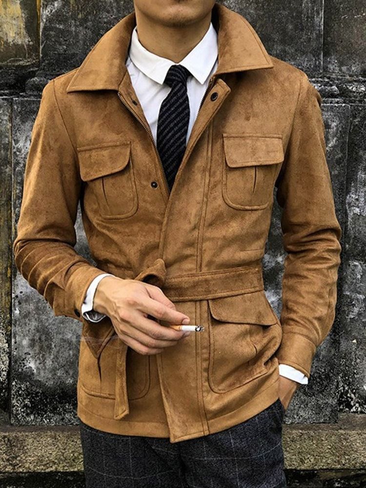 Button Lapel Vanlig Enkelknäppt Slimmad Jacka