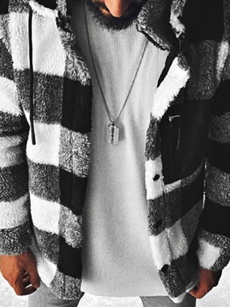 Color Block Button Hood Fashion Fall Jacka