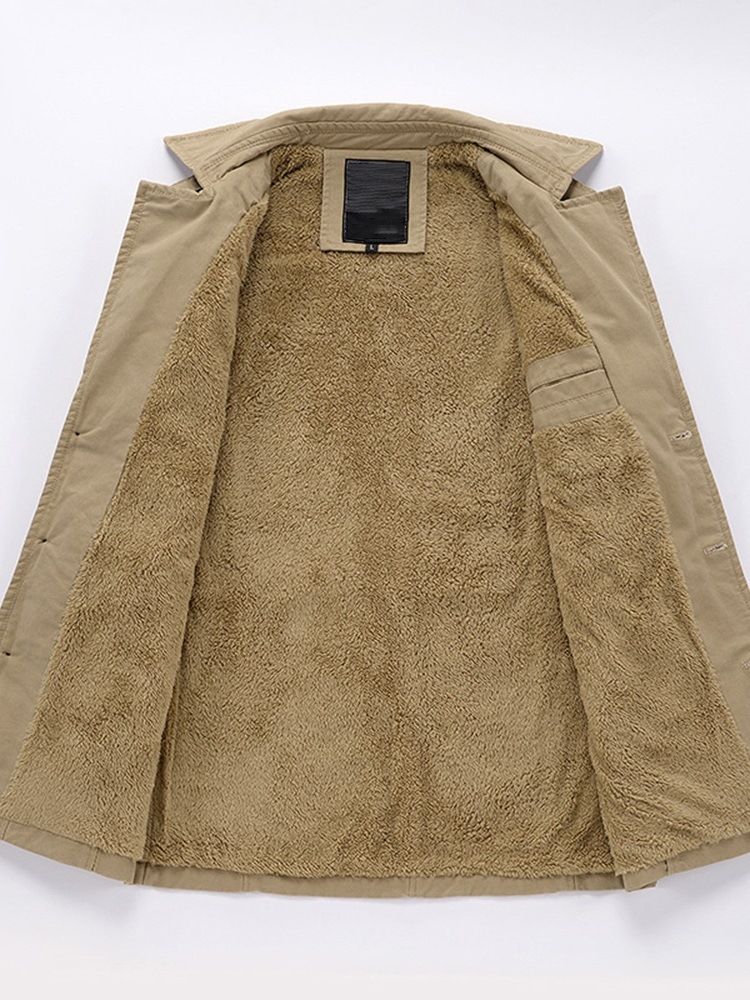 Color Block Lapel Fleece Vinter Slim Jacka
