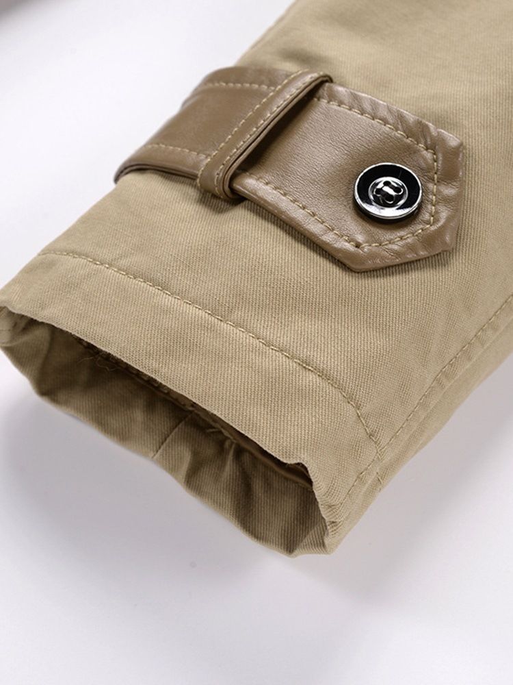 Color Block Lapel Fleece Vinter Slim Jacka