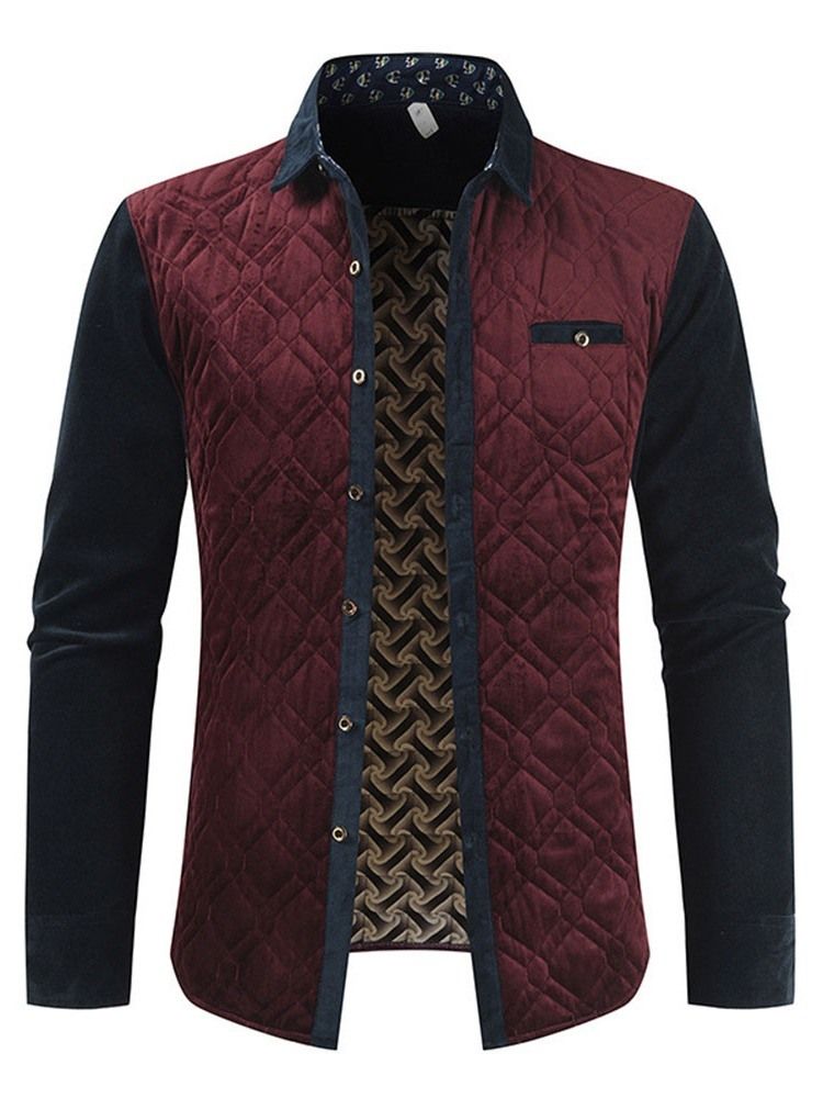 Color Block Lapel Patchwork Höstjacka För Män