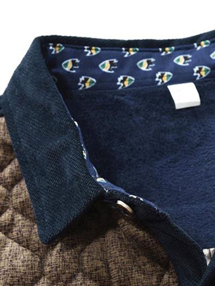 Color Block Lapel Patchwork Höstjacka För Män